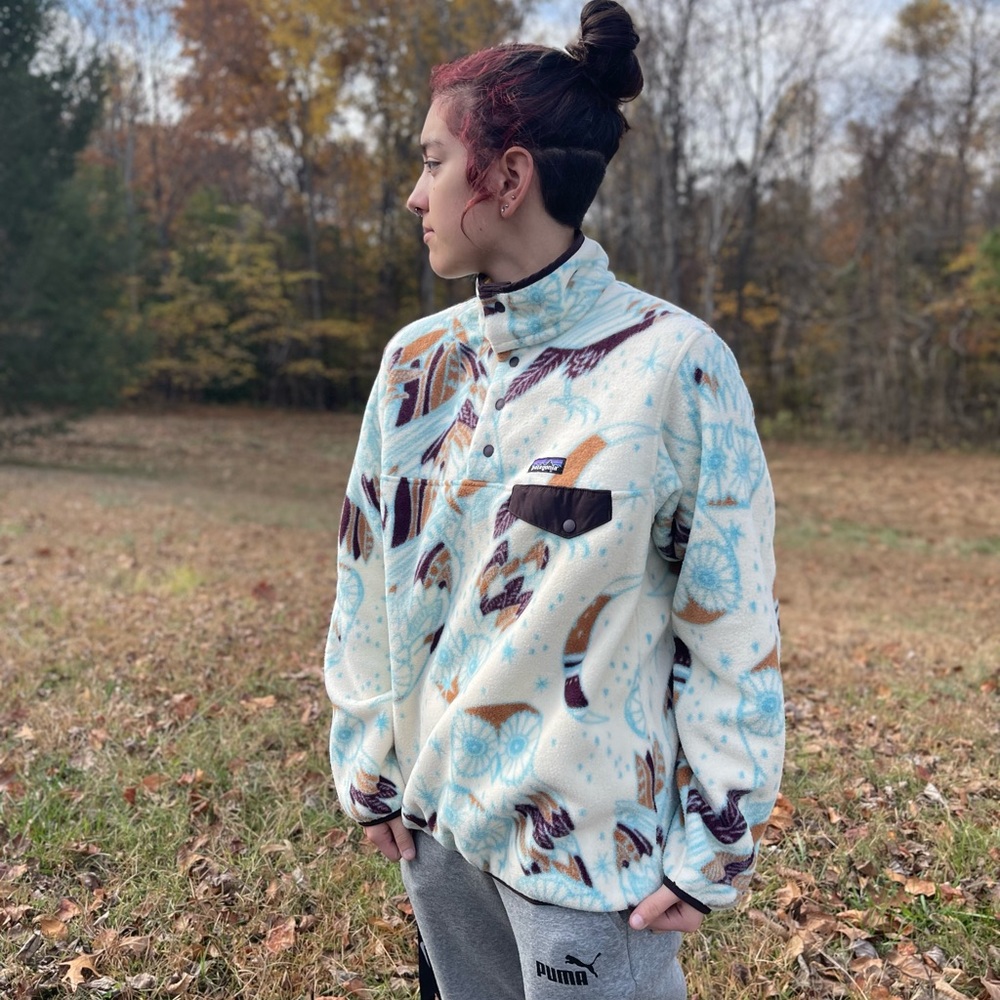 Patagonia Synchilla Harvest Moon Fleece Pullover W-Med Pre-Owned Toasted White